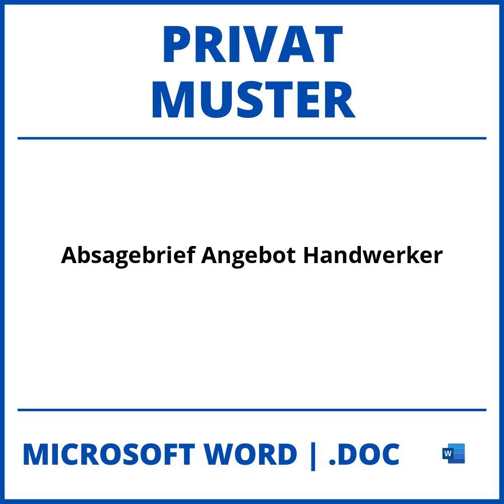 Muster Absagebrief Angebot Handwerker Privat