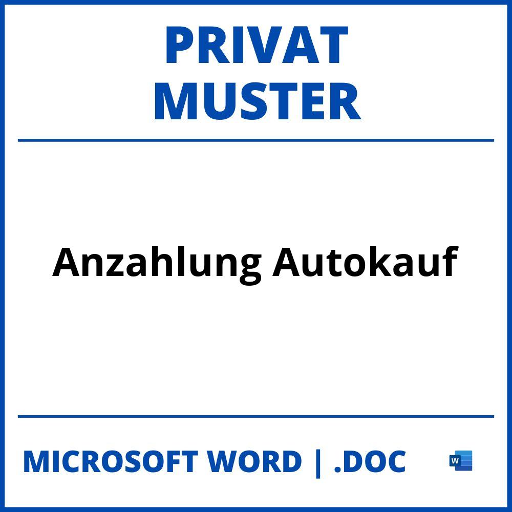 Anzahlung Autokauf Privat Muster