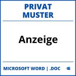 Privat Anzeige Muster WORD
