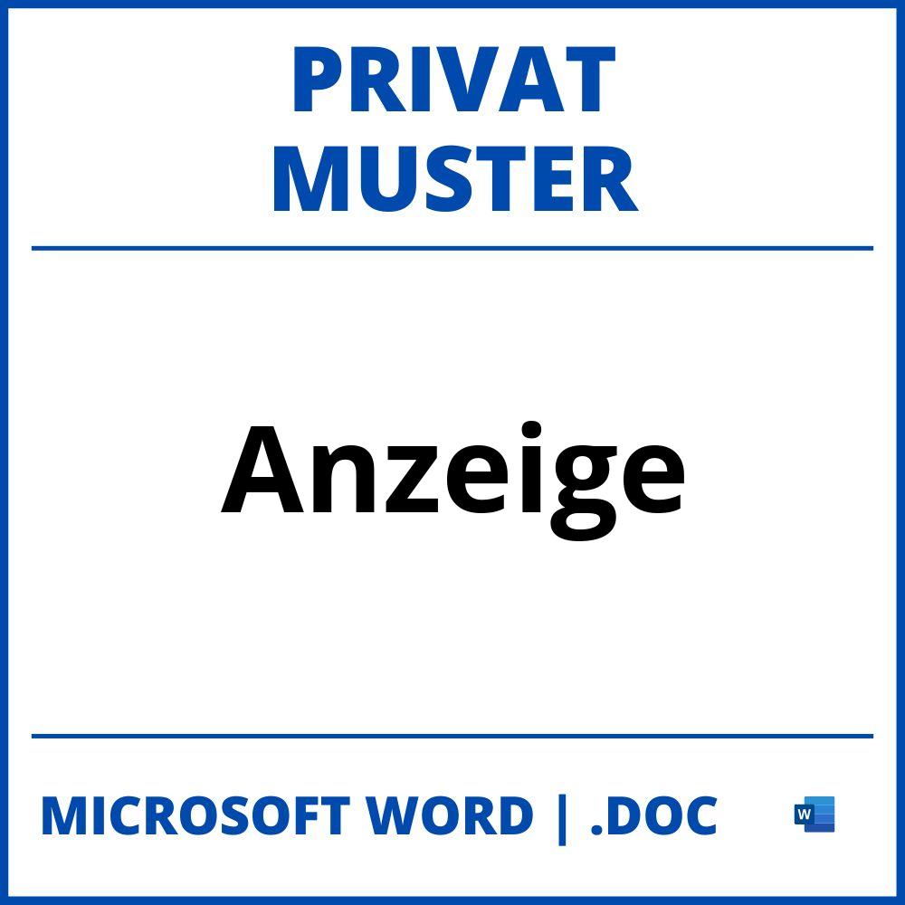 Privat Anzeige Muster