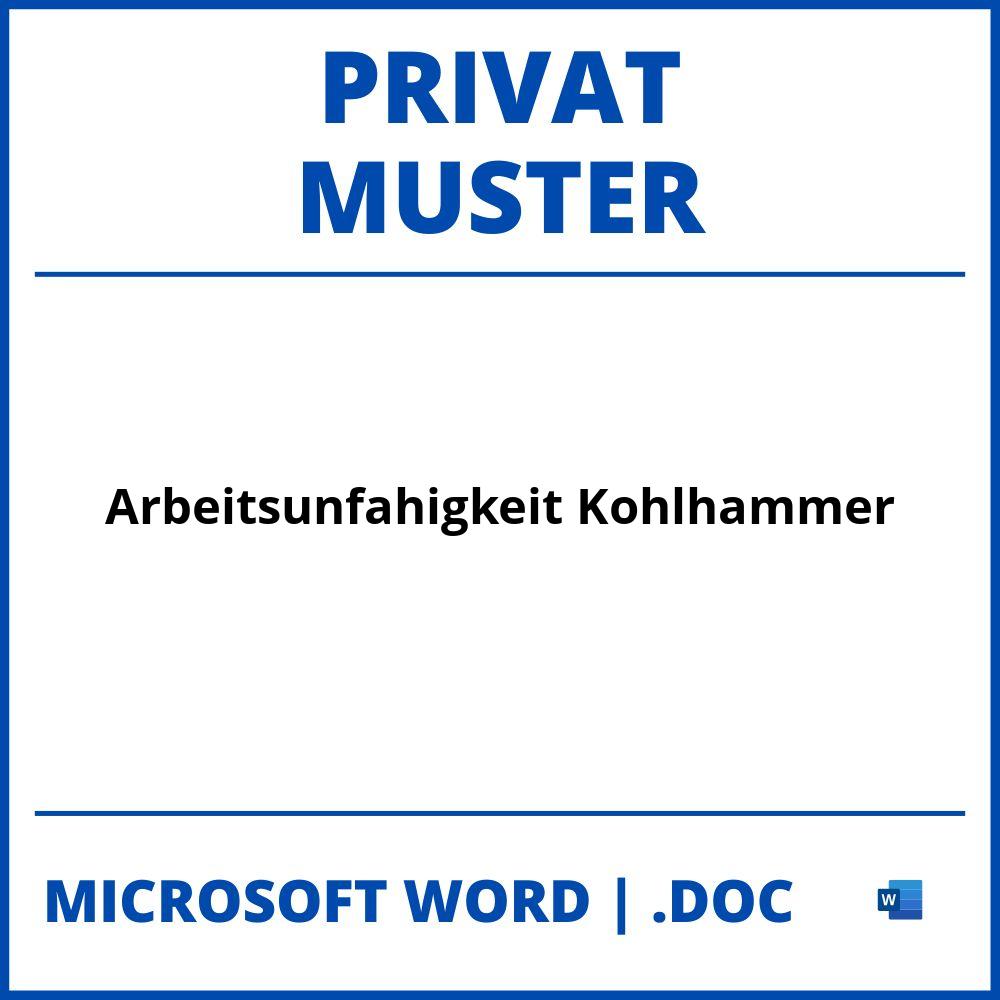 Arbeitsunfähigkeit Privat Muster Kohlhammer