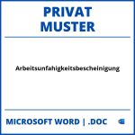 Muster Arbeitsunfähigkeitsbescheinigung Privat WORD