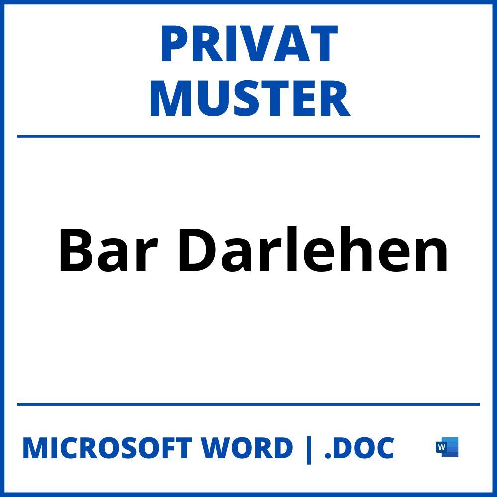 Privat Bar Darlehen Muster