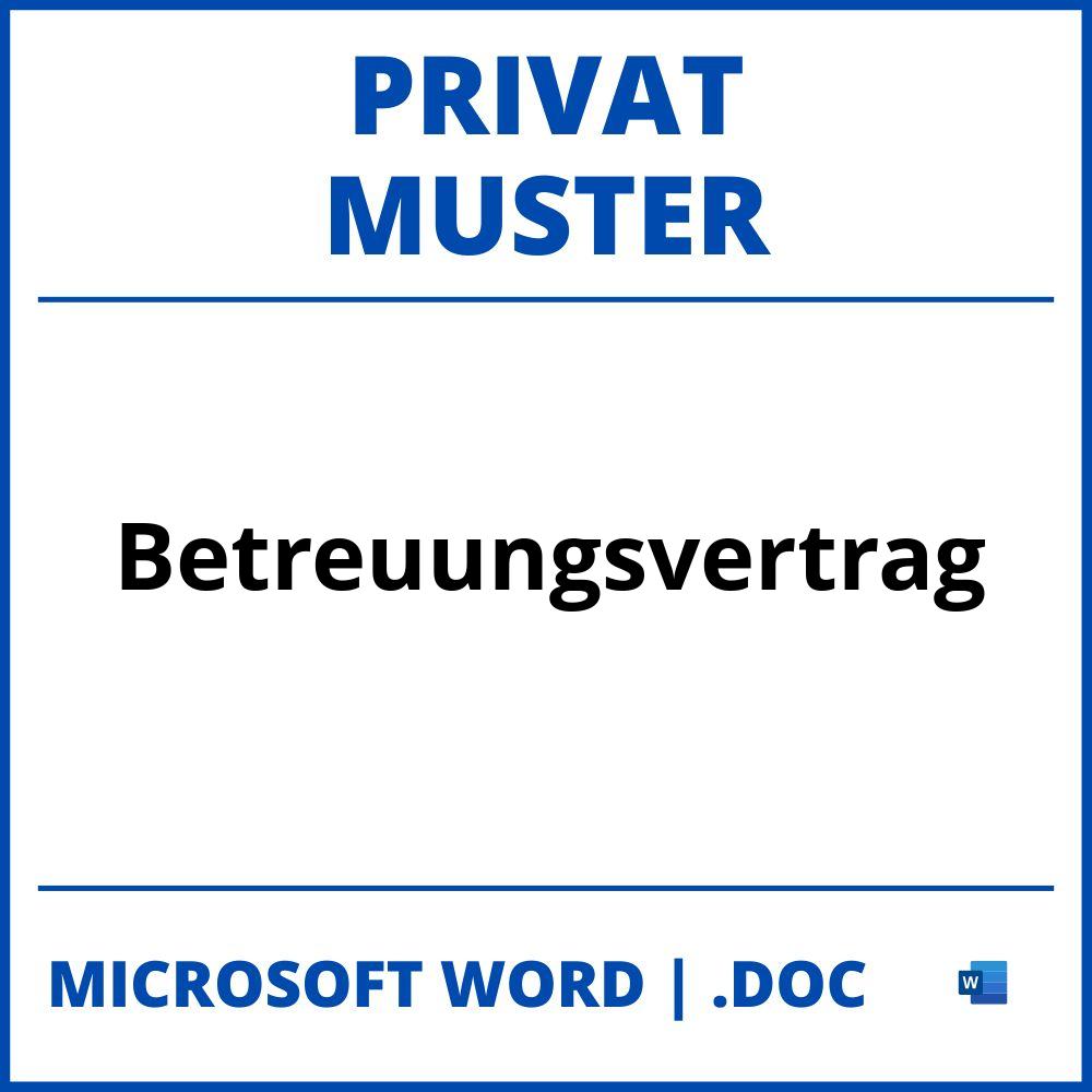 Betreuungsvertrag Privat Muster WORD