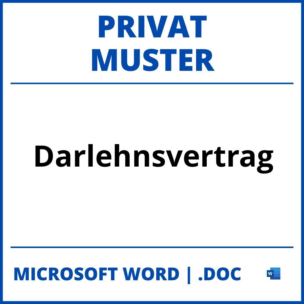 Darlehnsvertrag Privat Muster