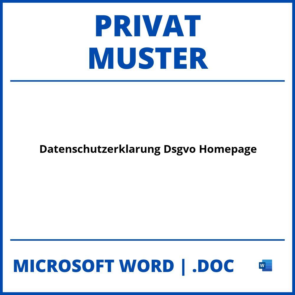 Datenschutzerklärung Dsgvo Muster Privat Homepage