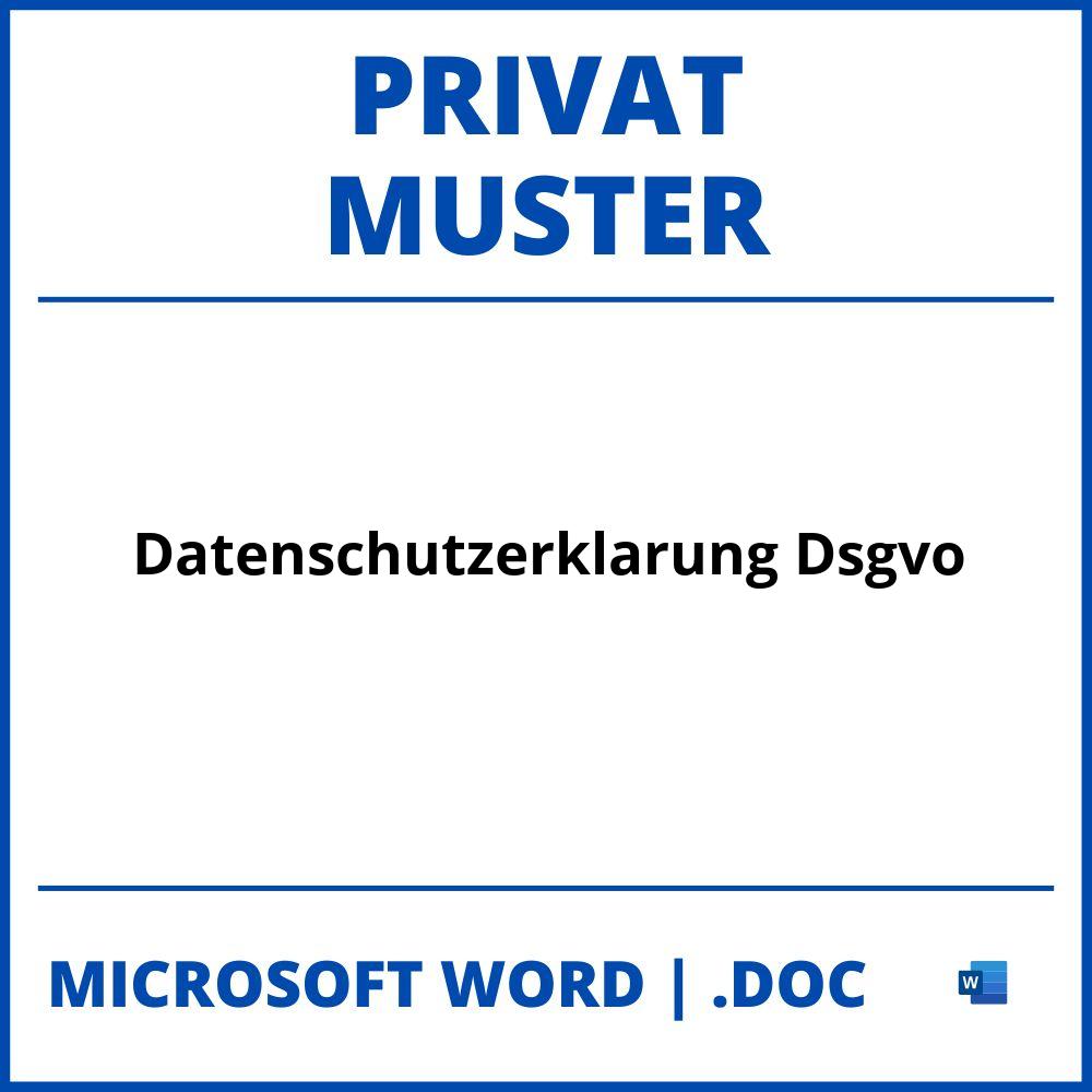 Muster Datenschutzerklärung Dsgvo Privat