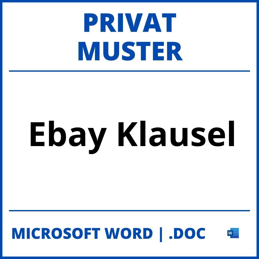 Ebay Privat Klausel Muster