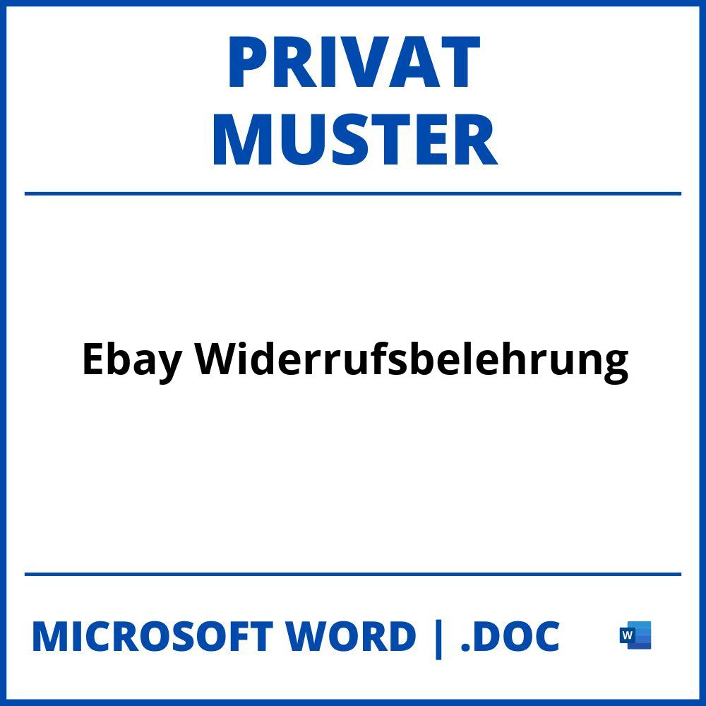Ebay Widerrufsbelehrung Privat Muster