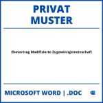 Ehevertrag Modifizierte Zugewinngemeinschaft Muster Privat WORD