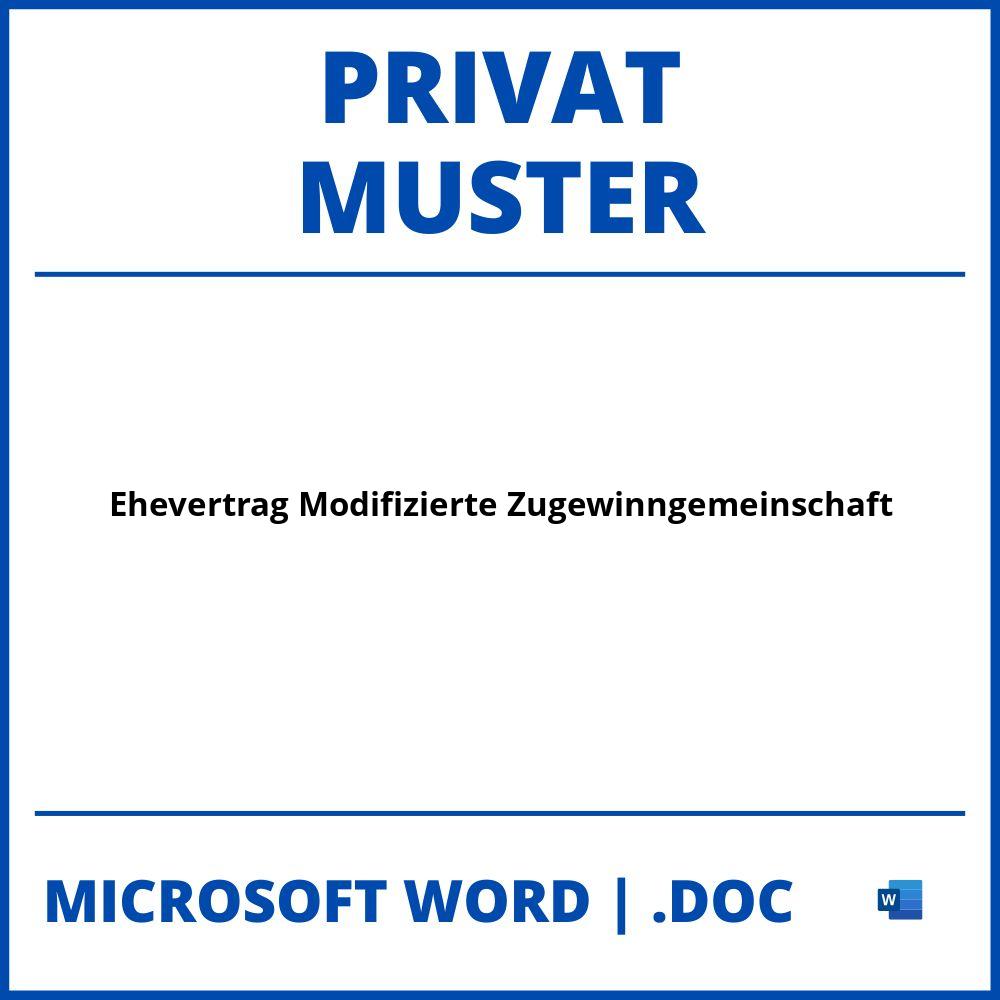 Ehevertrag Modifizierte Zugewinngemeinschaft Muster Privat