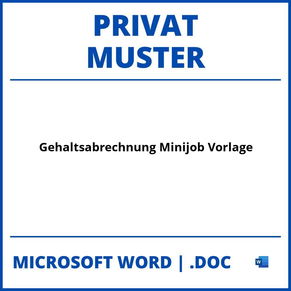 Gehaltsabrechnung Minijob Privat Muster Vorlage