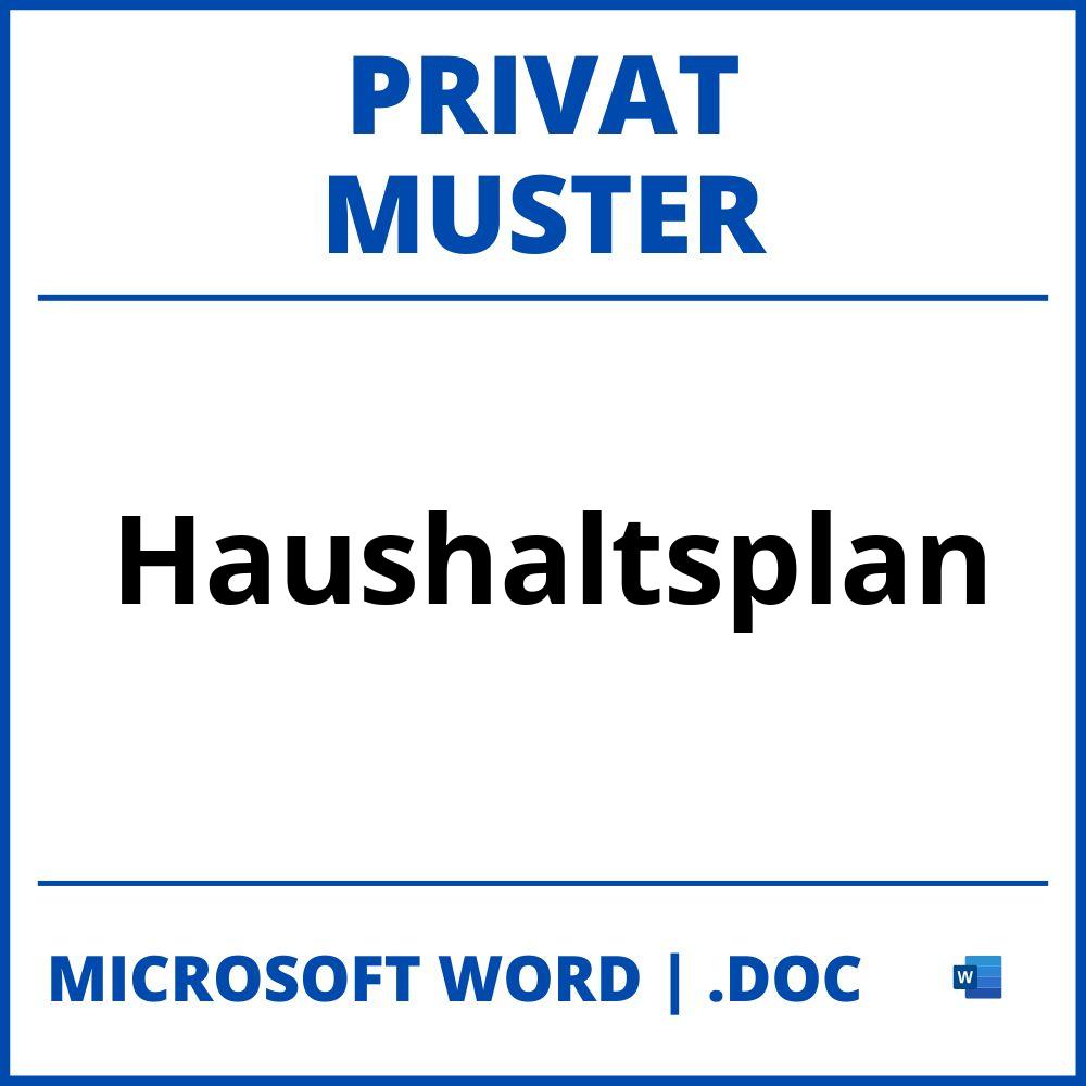 Muster Haushaltsplan Privat