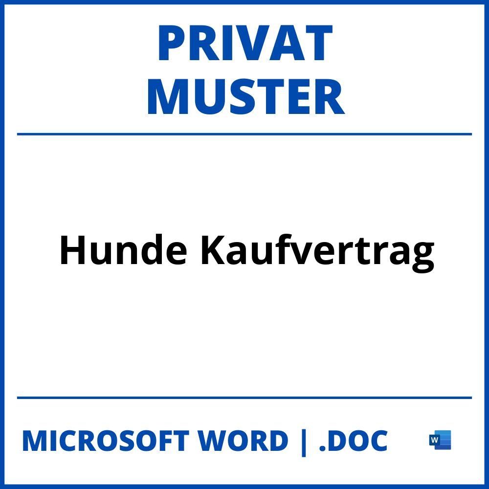 Hunde Kaufvertrag Privat Muster