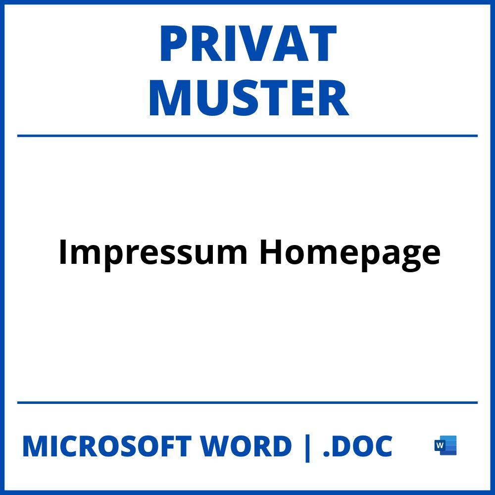 Impressum Privat Homepage Muster