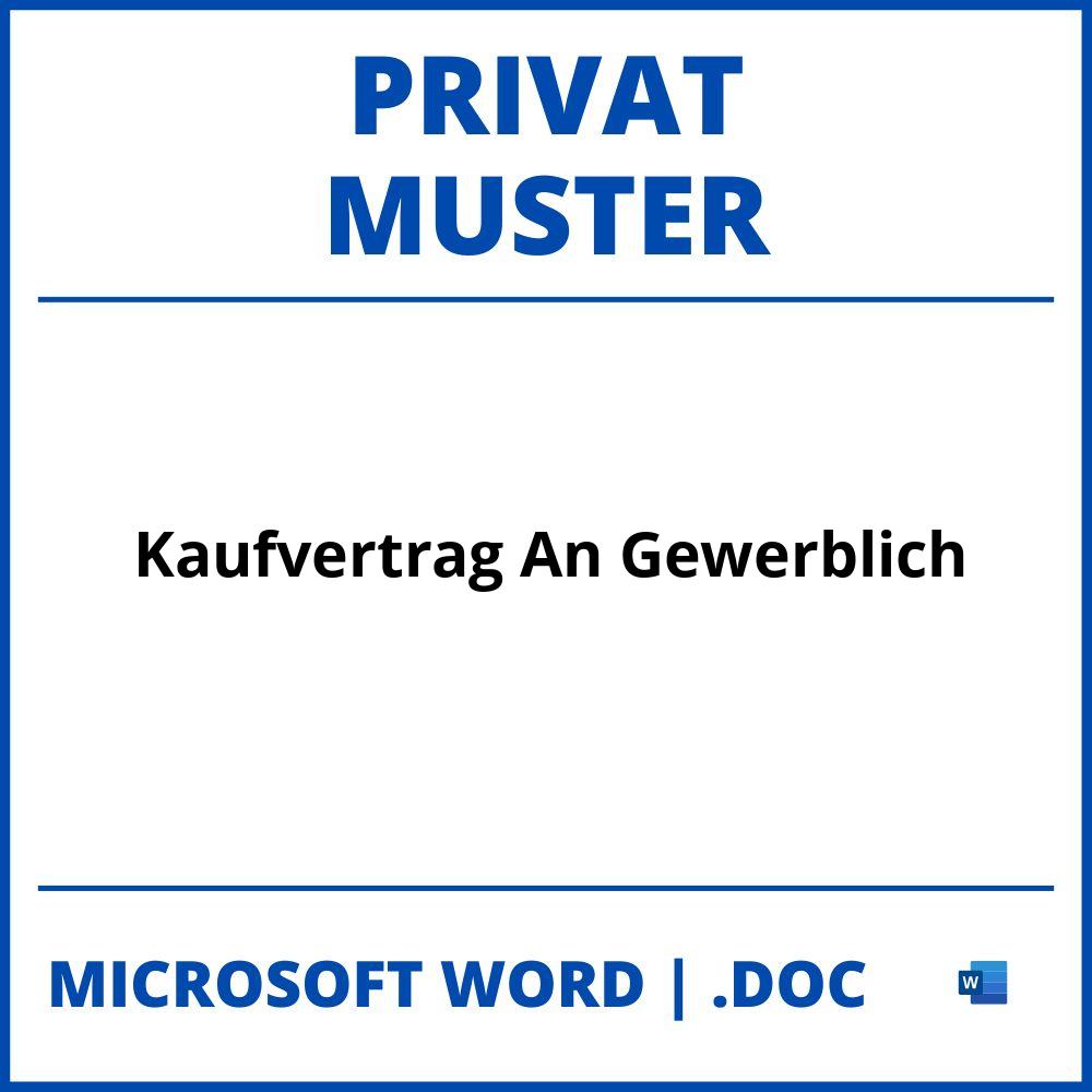 Muster Kaufvertrag Privat An Gewerblich