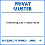 Kaufvertrag Auto Privat Handschriftlich Muster WORD