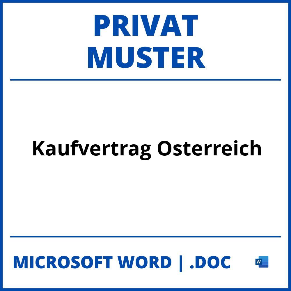 Muster Kaufvertrag Privat Österreich