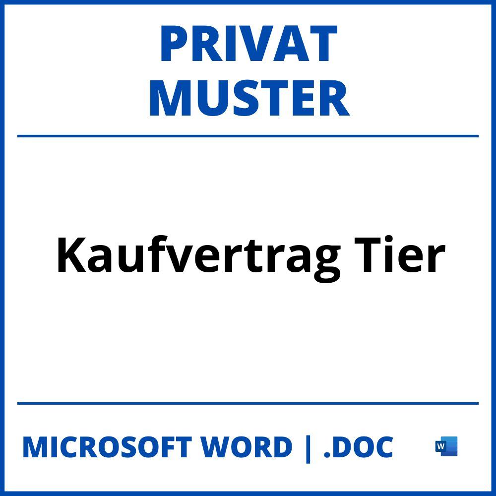 Kaufvertrag Muster Tier Privat