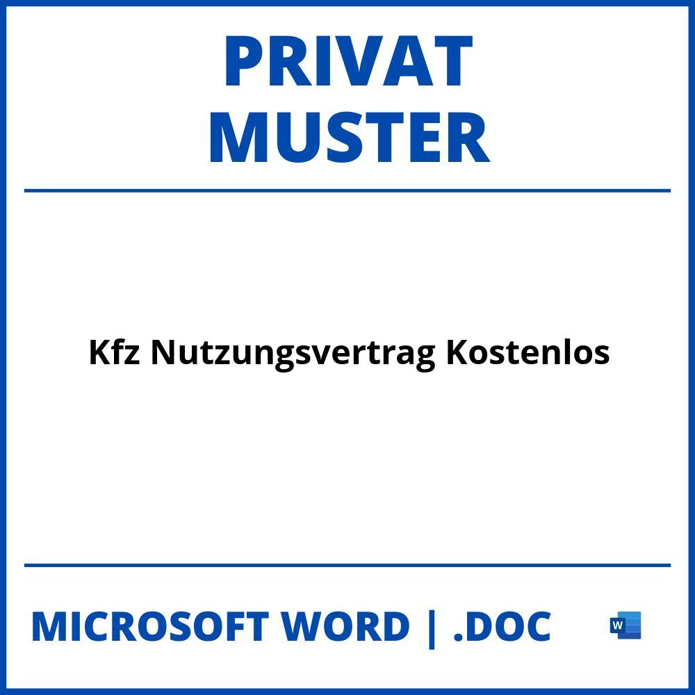 Kfz Nutzungsvertrag Privat Muster Kostenlos WORD