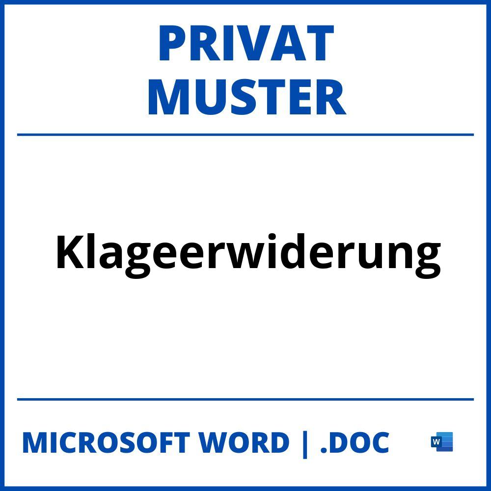 Klageerwiderung Muster Privat