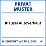 Klausel Autoverkauf Privat Muster WORD