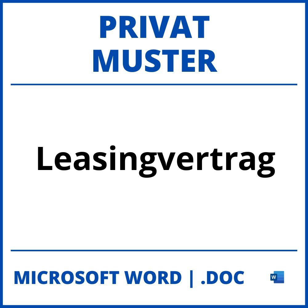 Leasingvertrag Privat Muster