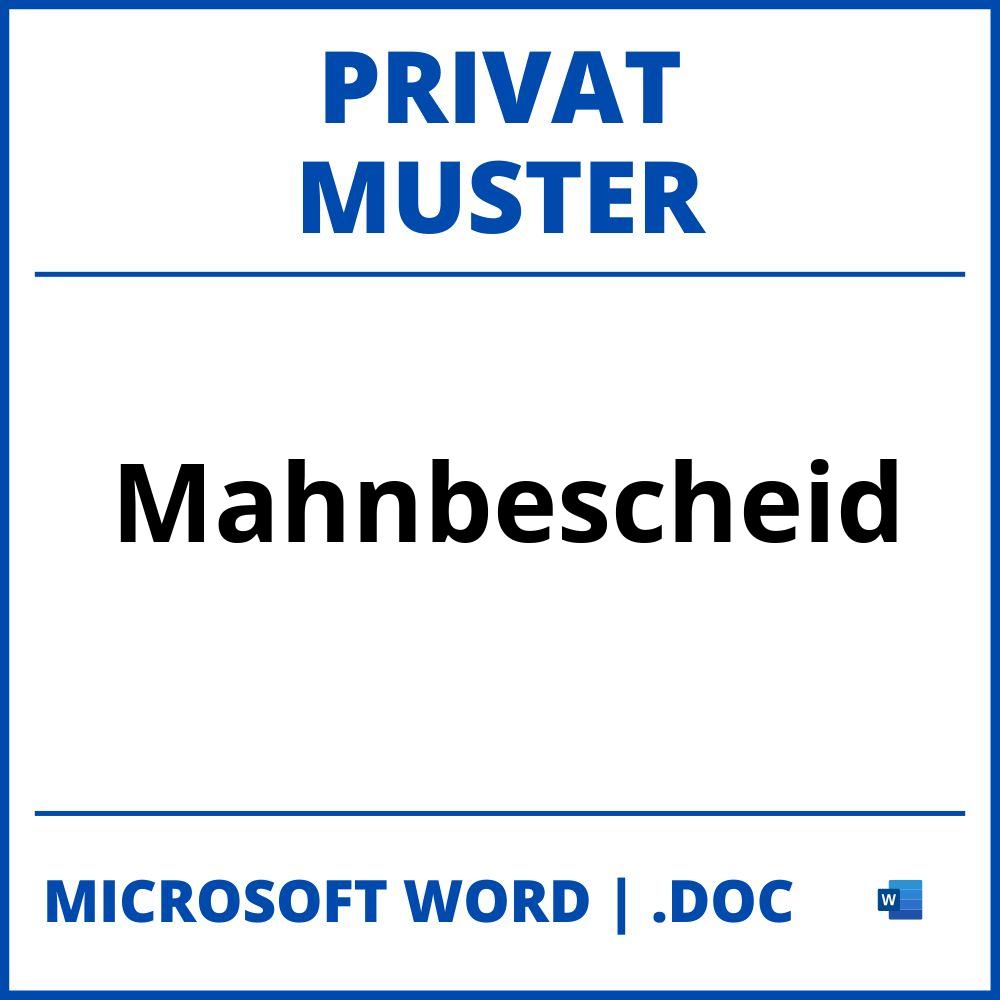 Mahnbescheid Muster Privat