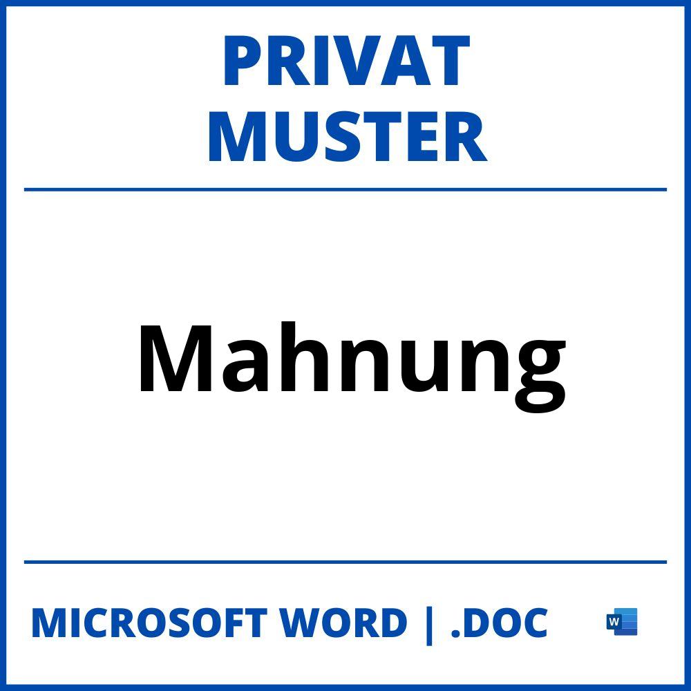 Mahnung Muster Privat
