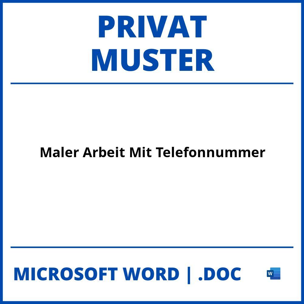 Maler Privat Arbeit Muster Mit Telefonnummer