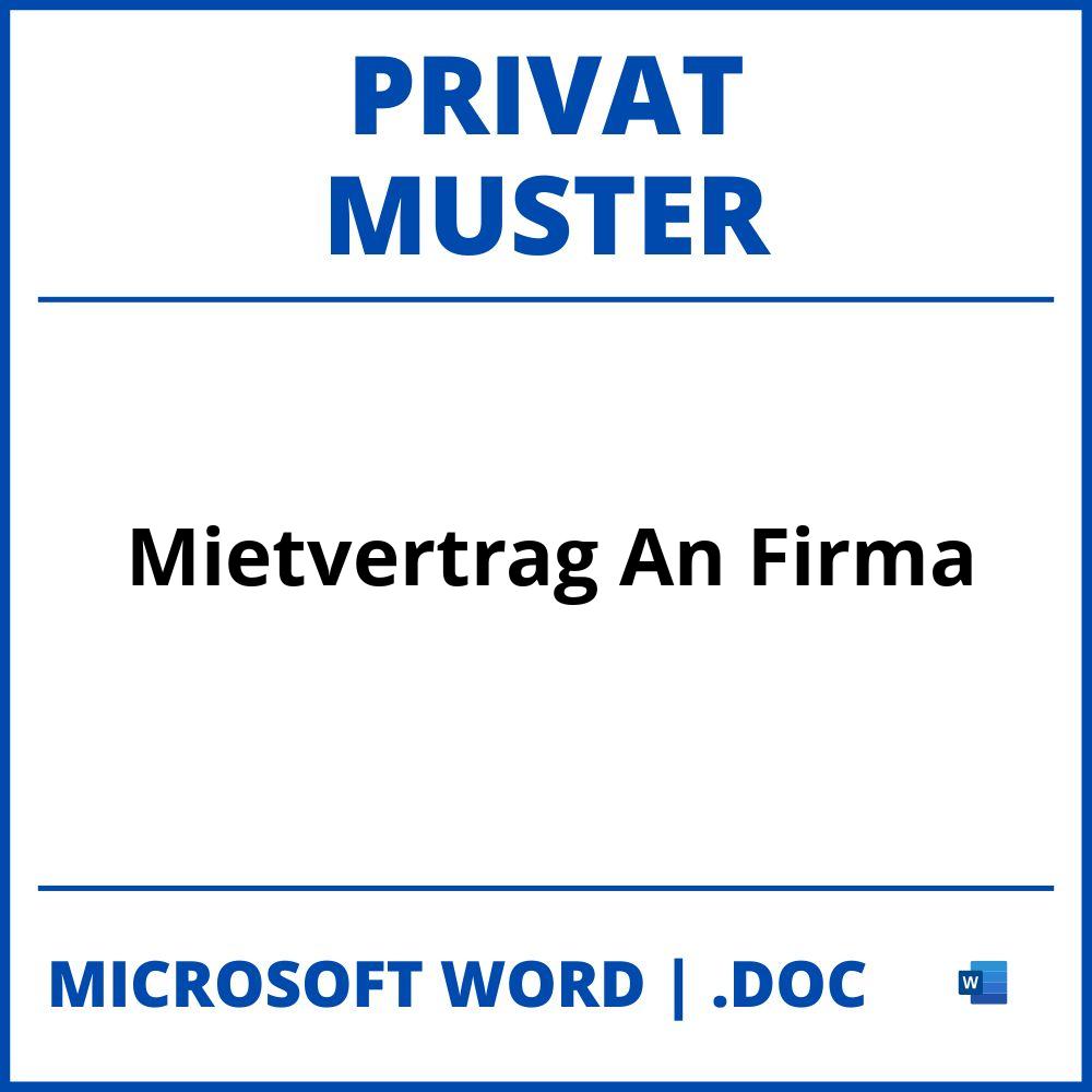 Mietvertrag Privat An Firma Muster