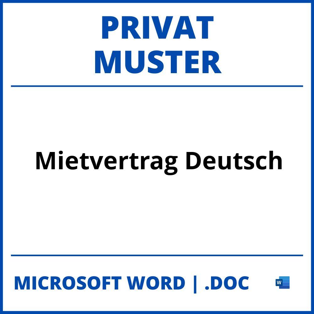 Mietvertrag Deutsch Muster Privat