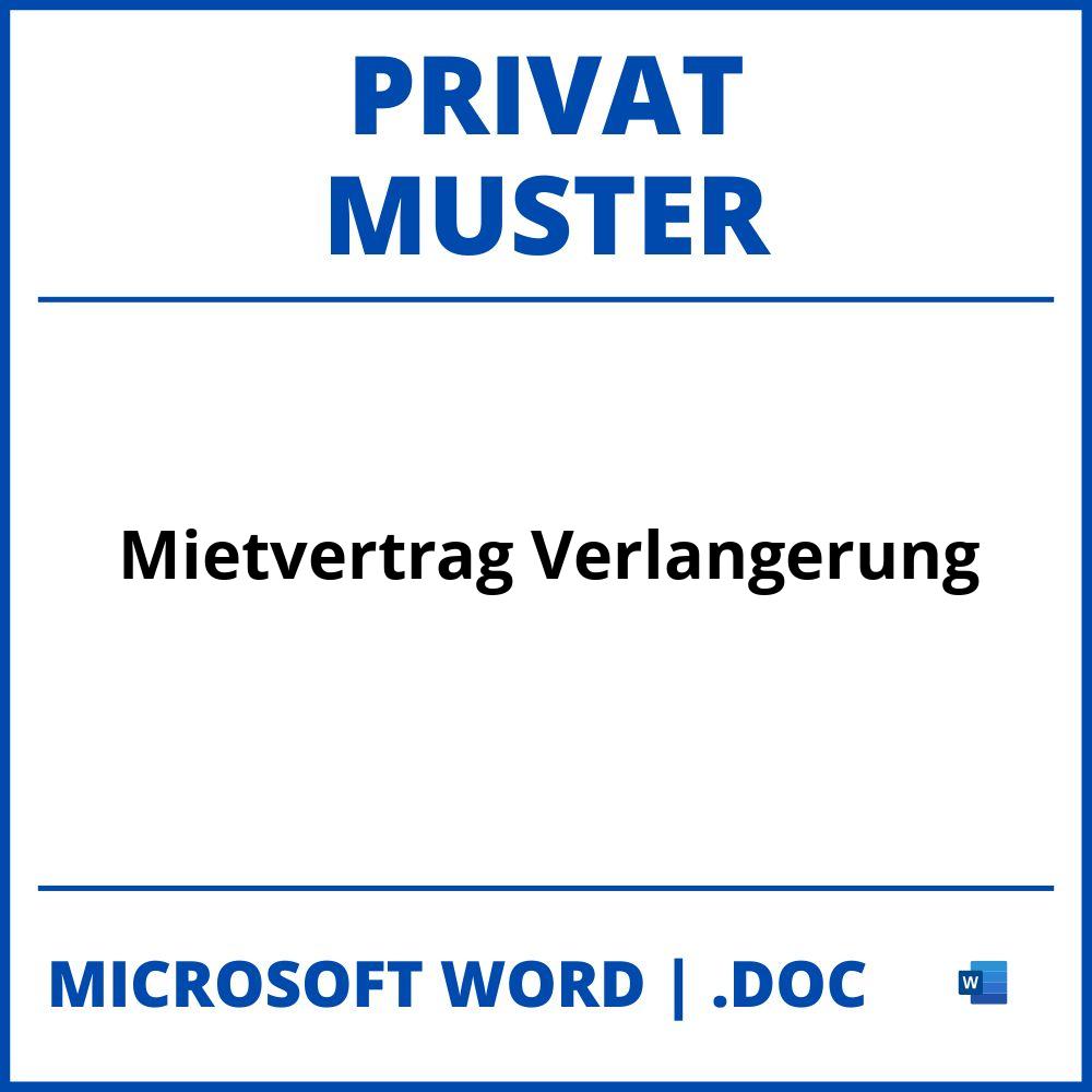 Mietvertrag Verlängerung Muster Privat