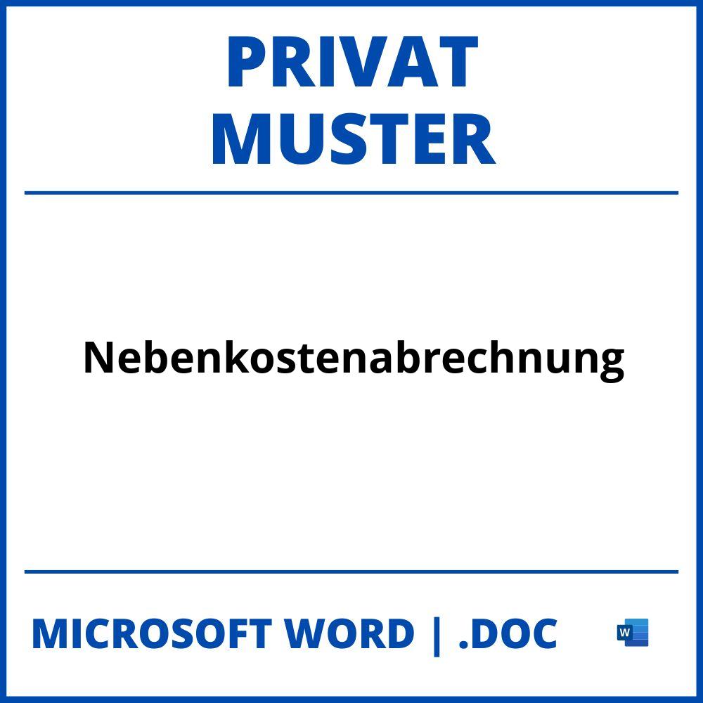 Nebenkostenabrechnung Privat Muster