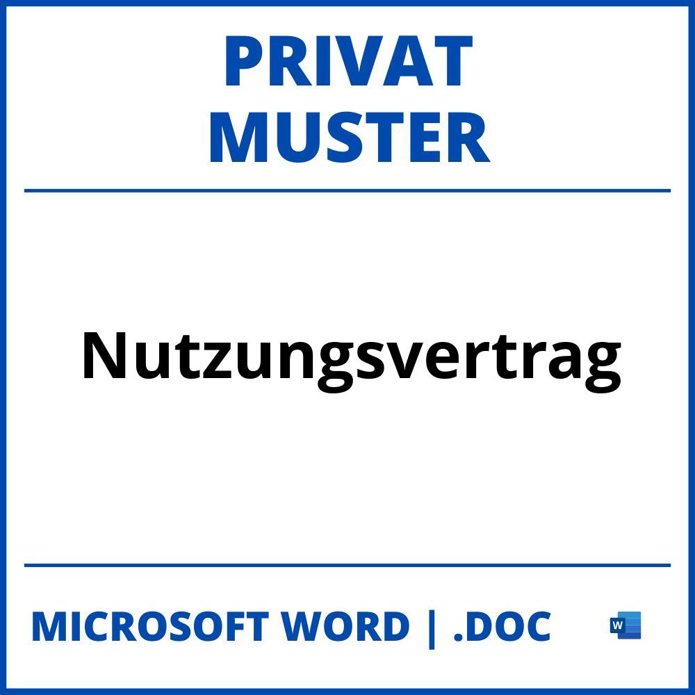 Nutzungsvertrag Privat Muster