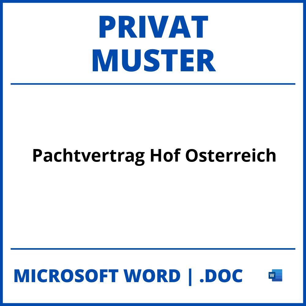 Muster Pachtvertrag Hof Privat Österreich