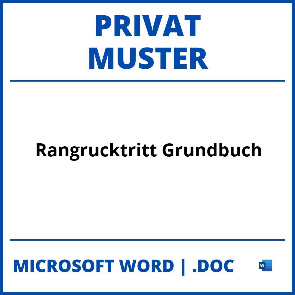 Rangrücktritt Grundbuch Privat Muster