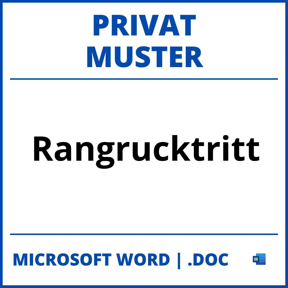 Rangrücktritt Privat Muster