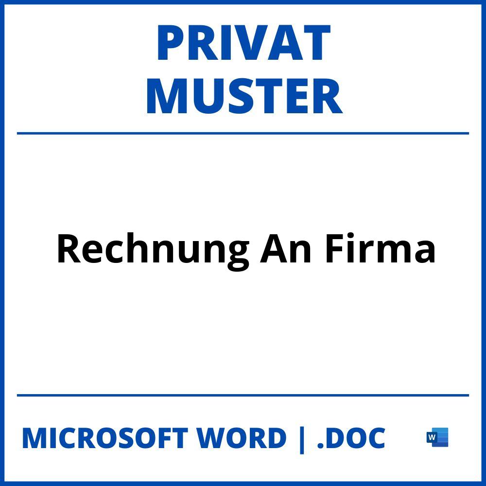 Muster Rechnung Privat An Firma