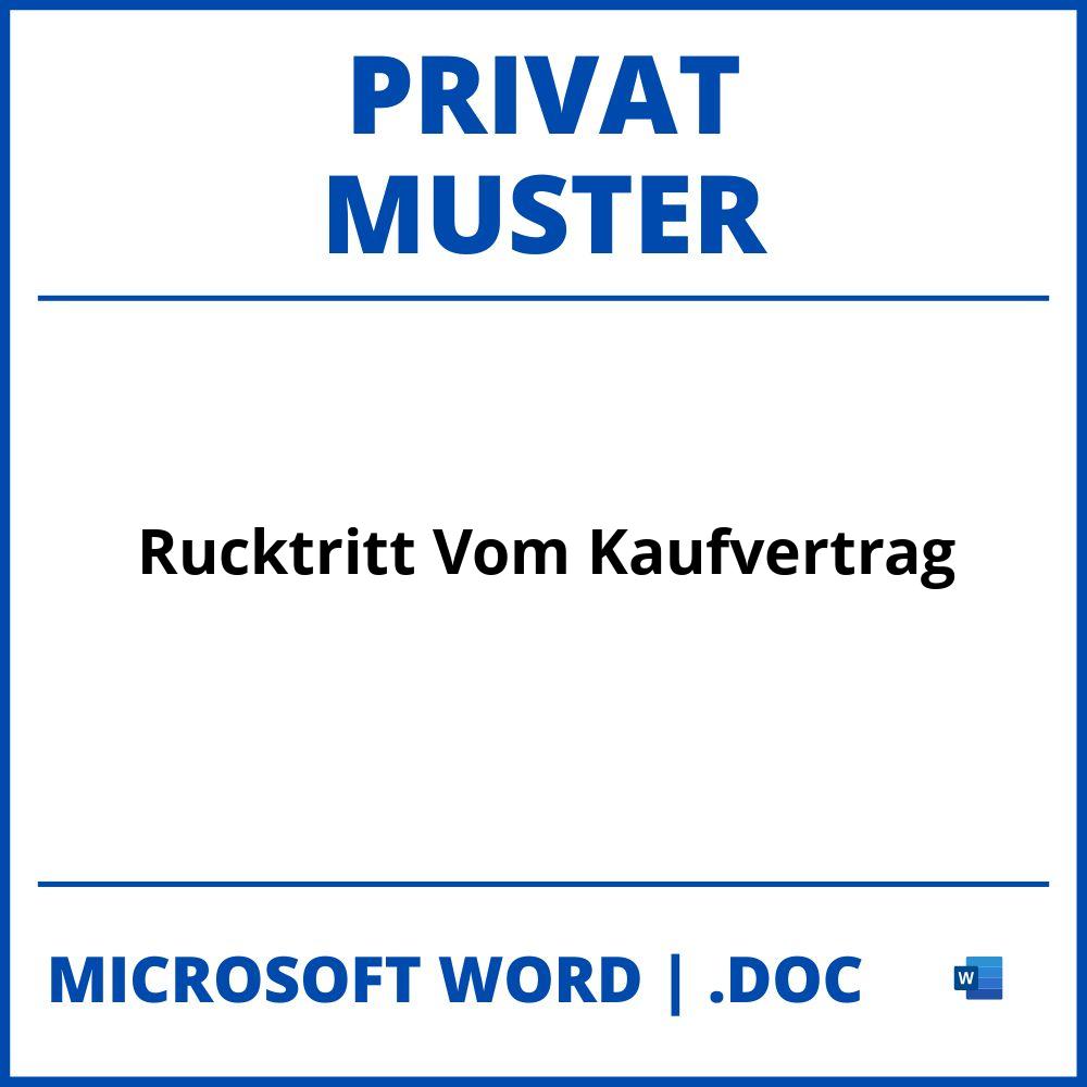 Rücktritt Vom Kaufvertrag Privat Muster