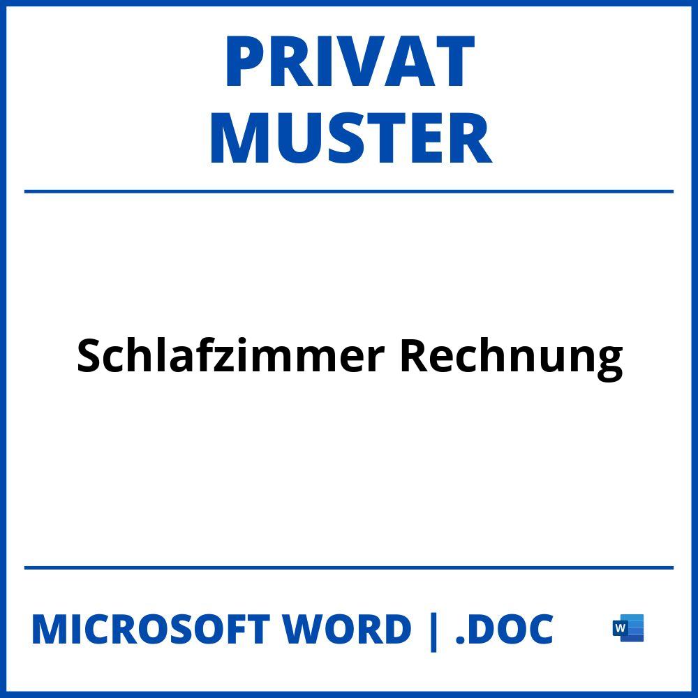 Schlafzimmer Privat Rechnung Muster