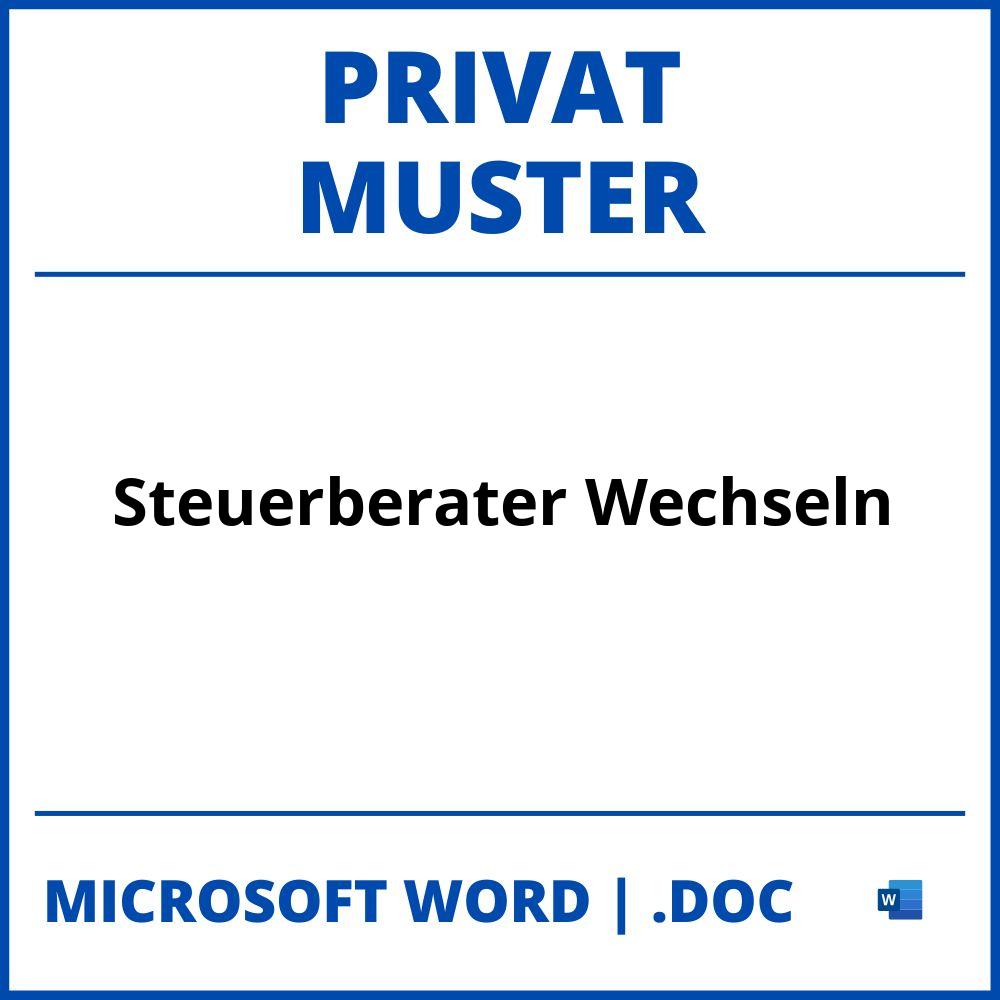 Steuerberater Wechseln Privat Muster