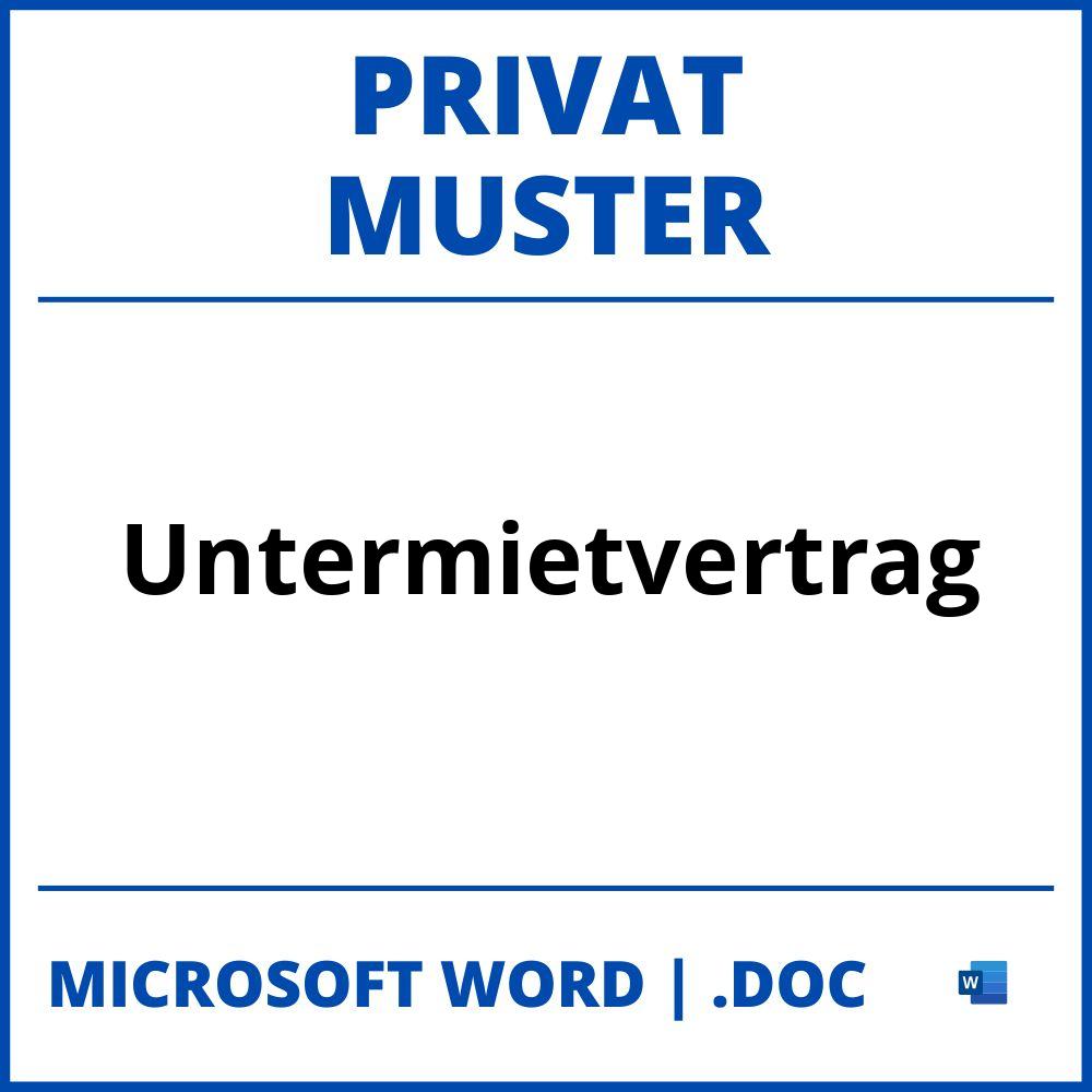 Untermietvertrag Privat Muster