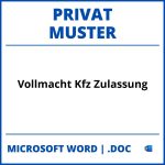 Vollmacht Kfz Zulassung Muster Privat WORD