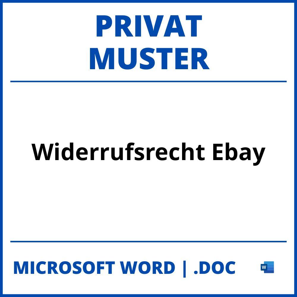 Widerrufsrecht Ebay Privat Muster