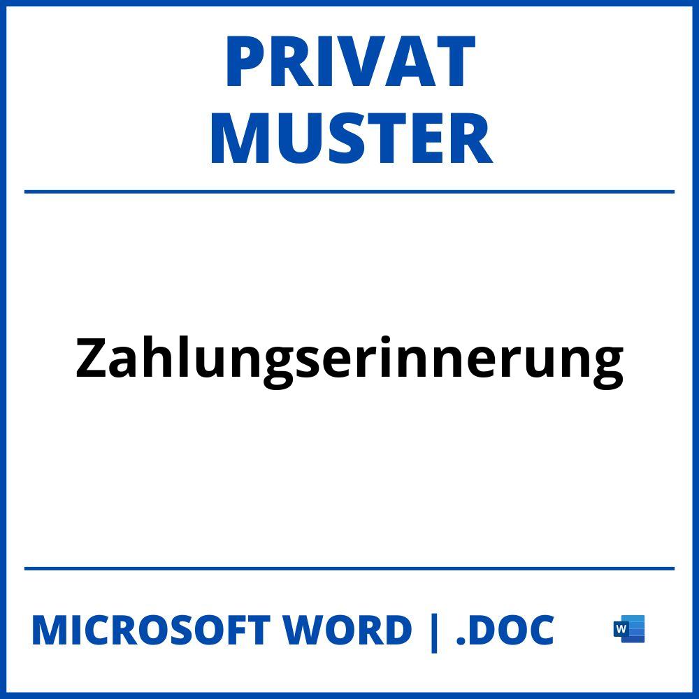 Zahlungserinnerung Muster Privat