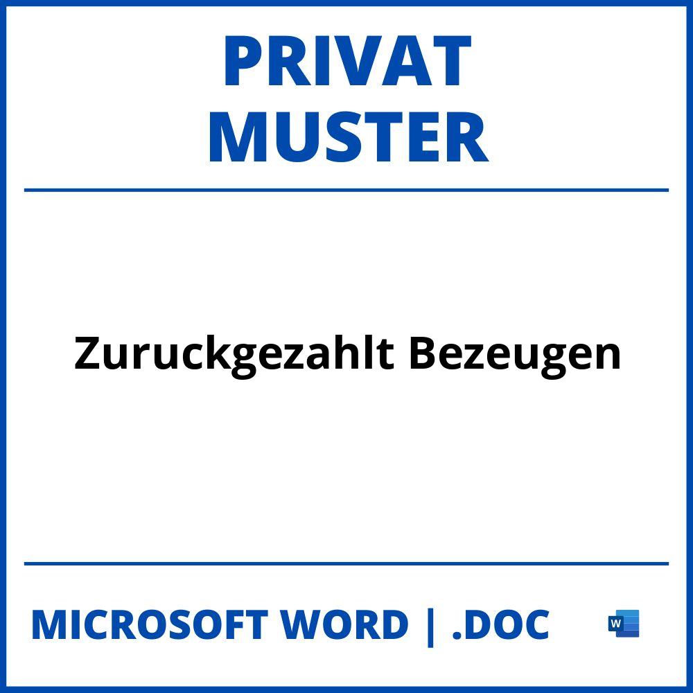 Zurückgezahlt Bezeugen Privat Muster